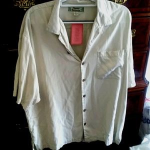 NWT Tommy Bahama Cream Button Down Silk Short Sleeve Shirt